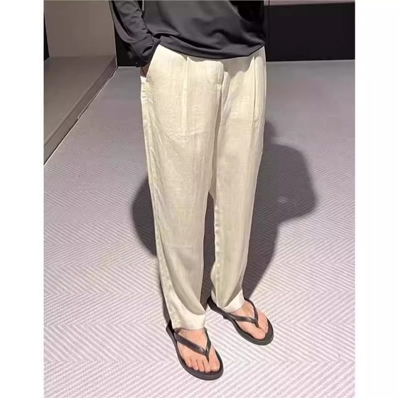 Men's large size 300*0.5kg old money style retro drooping linen trousers summer thin high-end loose straight pants 2
Men's large size 300*0.5kg old money style retro drooping linen trousers summer thin high-end loose straight pants 2