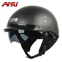 Original AMU motorcycle helmet Summer half helmet Carbon fiber helmet Retro helmet Electric motorcycle half helmet Scoop helmet