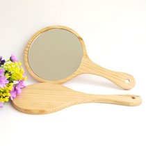 Beauty Salon Supplies retro handmade log mirror round hand holding wooden handle mirror large beauty makeup mirror handle mirror