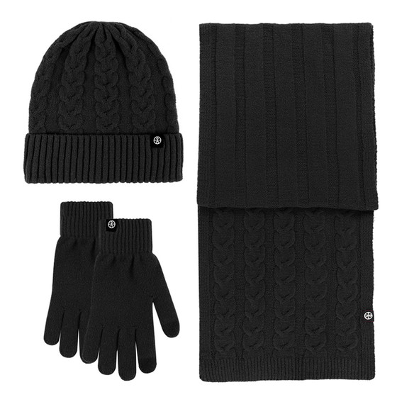 Fleece 남자 모자 스카프 장갑 여성의 다목적 니트 두꺼운 스카프 따뜻한 세트 통합 가을과 겨울을위한 3 피스 세트 Fleece 남자 모자 스카프 장갑 여성의 다목적 니트 두꺼운 스카프 따뜻한 세트 통합 가을과 겨울을위한 3 피스 세트