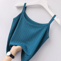 Knitted small camisole womens 2021 summer slim-fitting thin outer wear inner black and white all-match bottoming shirt top