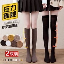 Pressure thin leg over-the-knee socks Womens summer high tube stockings Japanese JK socks spring and autumn black calf thigh stockings