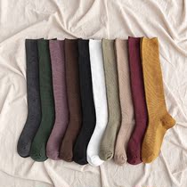 Calf socks womens summer thin pure cotton summer pressure long leg spring and autumn black jk white womens mid-tube stockings