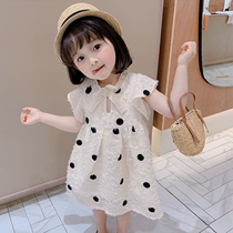 Tide brand girl dress summer dress foreign style princess dress 2021 new children thin Korean version of polka dot short sleeve skirt