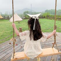 Tide brand girl chiffon dress summer dress baby girl children dress 2021 new foreign style childrens clothing lace princess dress