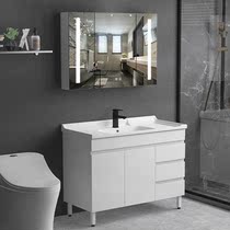 Rock board light luxury simple solid wood bathroom cabinet combination floor washbasin sink sink solid wood wash table toilet