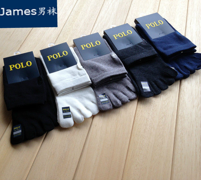 6双包邮保罗polo五指袜商务纯棉精品男袜全棉五趾袜纯色5025