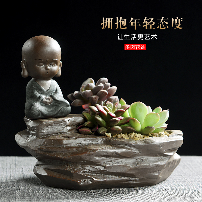 Creative little monk more meat meat flowerpot zen classic ceramic mini violet arenaceous move hydroponic fleshy flower pot