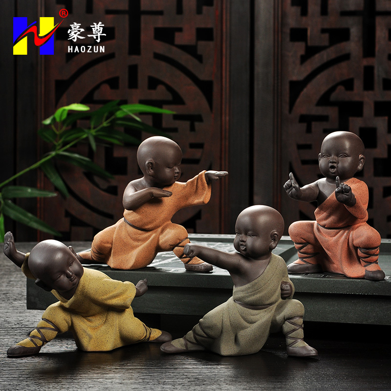 Hao chun tea accessories kung fu young monk furnishing articles see colour sand ceramics purple sand tea pets play special tea tea