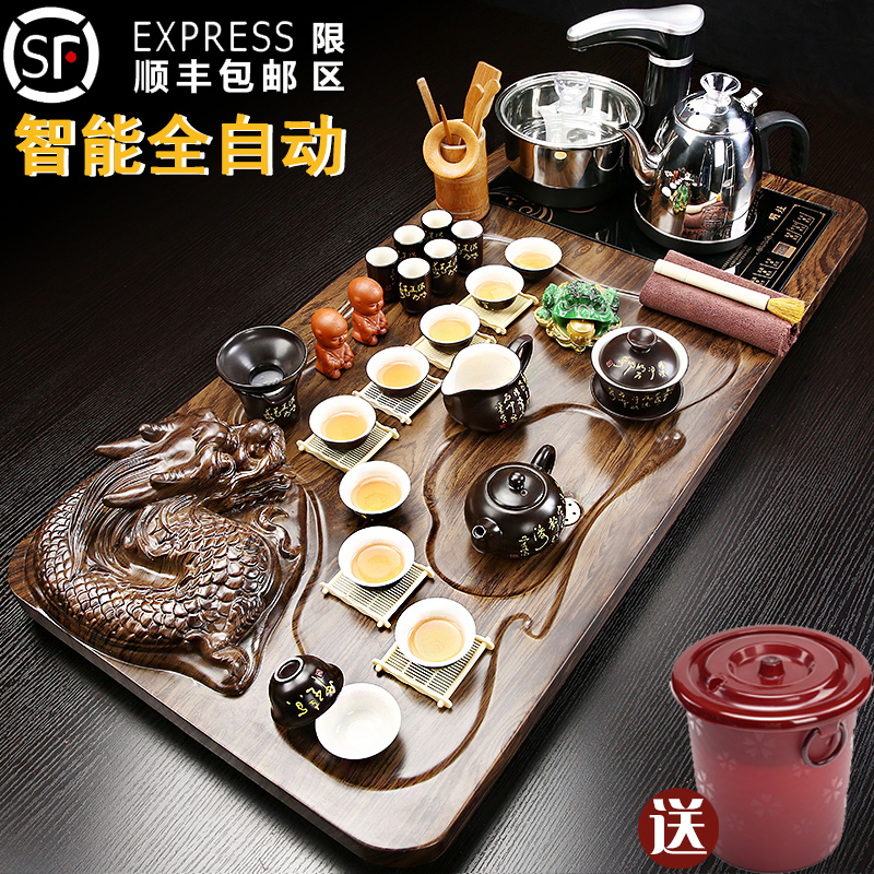 Automatic tea set of household solid wood tea tray was one a complete set of violet arenaceous kung fu tea tray tea sets tea sea
