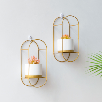 Creative wall wrought iron decorative pendant Nordic room wall ins wind wall hanging fake succulents potted plants