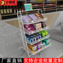 Supermarket shelves convenience store cash register small shelves chewing gum snacks promotional shelves condom display stand iron art