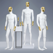 Advanced clothing display props gold electroplated face male model bright white Korean version of FRP model display stand