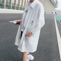Ultra-thin mens sunscreen clothing mens breathable Korean summer long windbreaker mens loose thin sunscreen jacket