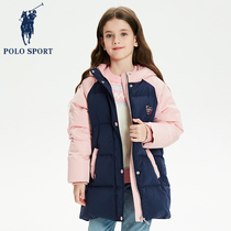 Polo sport flagship store for childrens feather suit 2022 new winter warm white duck velvet long coat