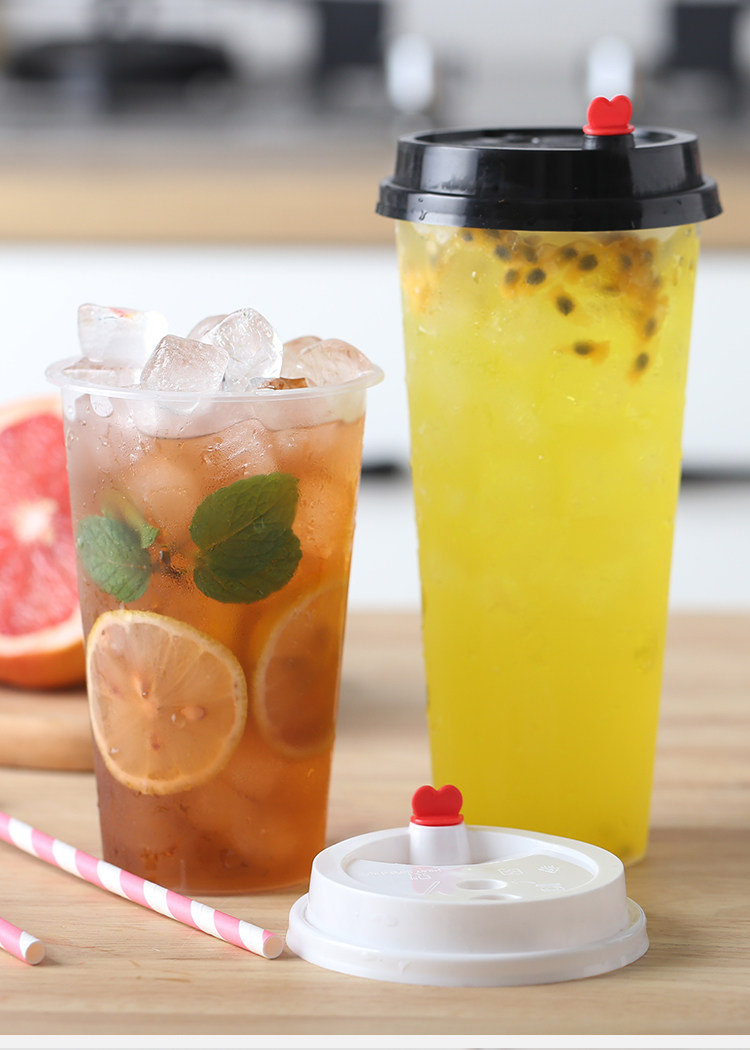 奶茶杯子一次性带盖果汁杯饮料杯水果杯塑料杯冷饮杯透明打包杯子