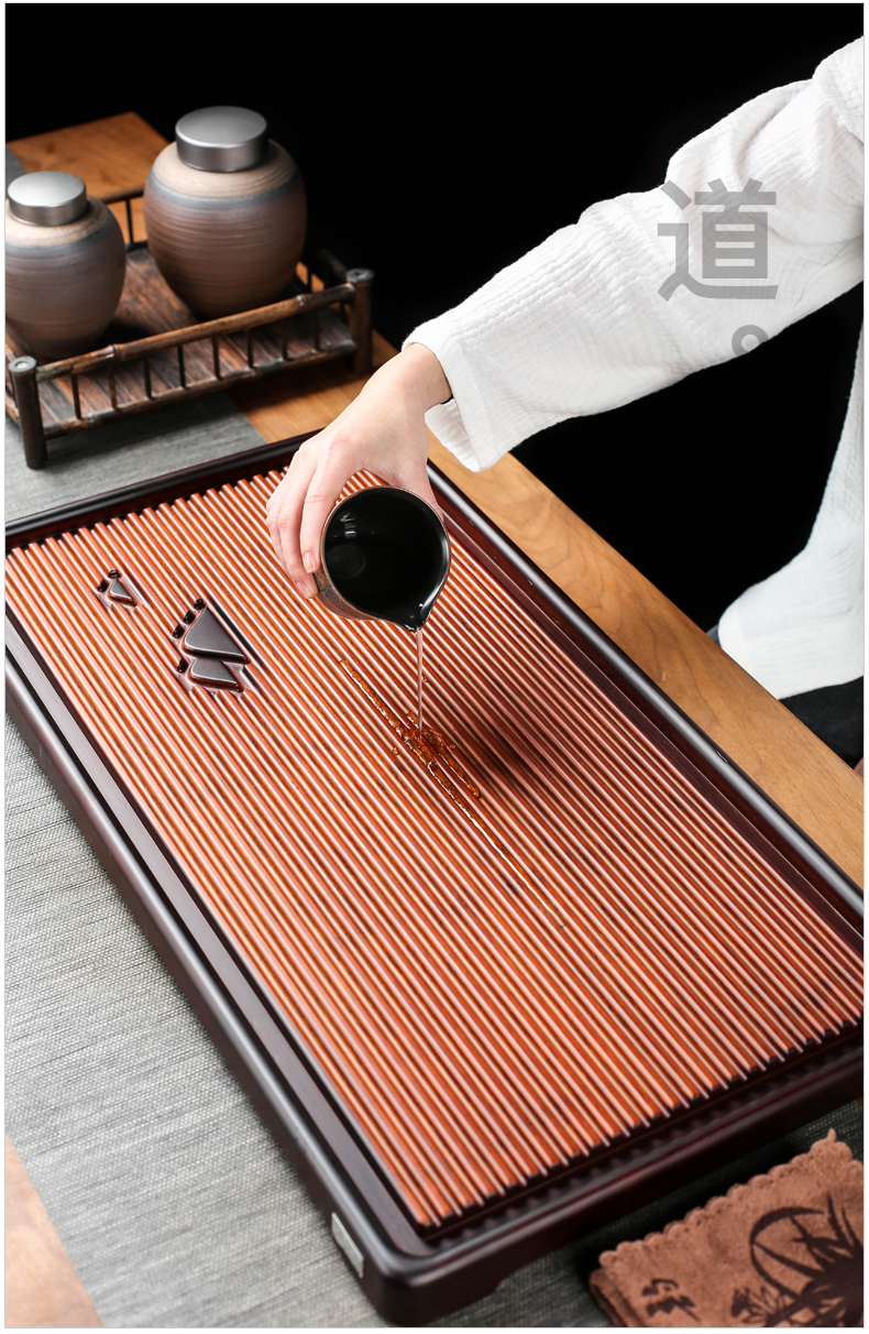 The whole piece of tablet weight bamboo tea tray rectangle household contracted drainage solid wood tea table tray was dry mercifully dish of trumpets