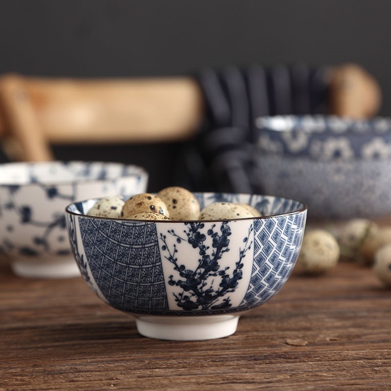 The kitchen retro 4 pack 】 【 ceramic bowl with 4.5 inch rice bowls Japanese creativity tableware suit small