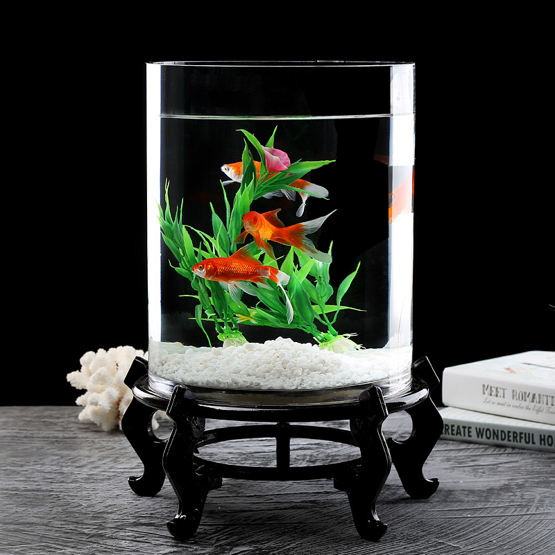 50cm大号特大号加厚圆形玻璃鱼缸40cm圆球形圆鱼缸圆型客厅玻璃缸