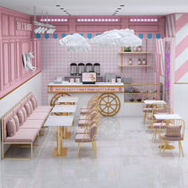 Nordic simple net red milk tea shop table and chair combination western restaurant coffee shop sweet shop western restaurant card sofa