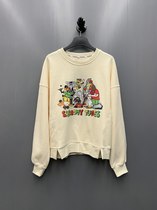 Foreign trade tail goods cartoon sweater women plus thin velvet round neck wild printing long sleeve loose pullover sweater