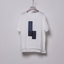 Tricolour in stock Out of stock tail stock Summer new ladies Loose Ramee Short Sleeve Shirt Casual 100 lap T-shirt blouses