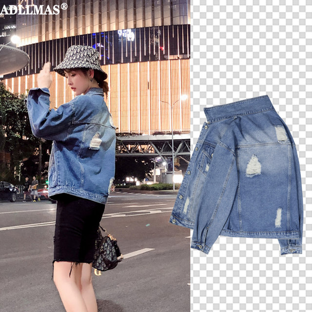 2020 spring new wild denim jacket women's loose Korean student BF top size net red tide ins 2020 spring new wild denim jacket women's loose Korean student BF top size net red tide ins
