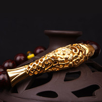 View golden edge gold bracelet Female leaflet Rosewood Buddha beads hand string Gold fish bracelet Rich fish transfer beads hard gold