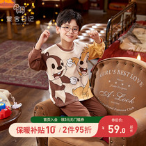 Childrens pajamas boys pure cotton long sleeve spring and autumn thin suit Cartoon small boys baby autumn and winter home clothing