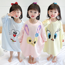 Babys pajamas baby Hardshire cotton childrens dress spring and autumn girl sleeping skirt corporation anti-kick sleeping bag summer thin style
