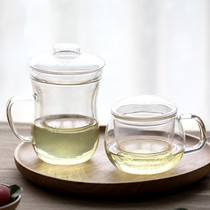 Heat-resistant thickened glass teacup with filter Household glass teacup with handle with lid Office tea cup set