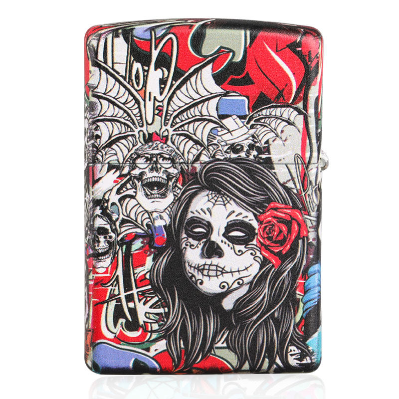 原装正版zippo防风打火机亡灵涂鸦个性彩绘送男性礼物官方正品