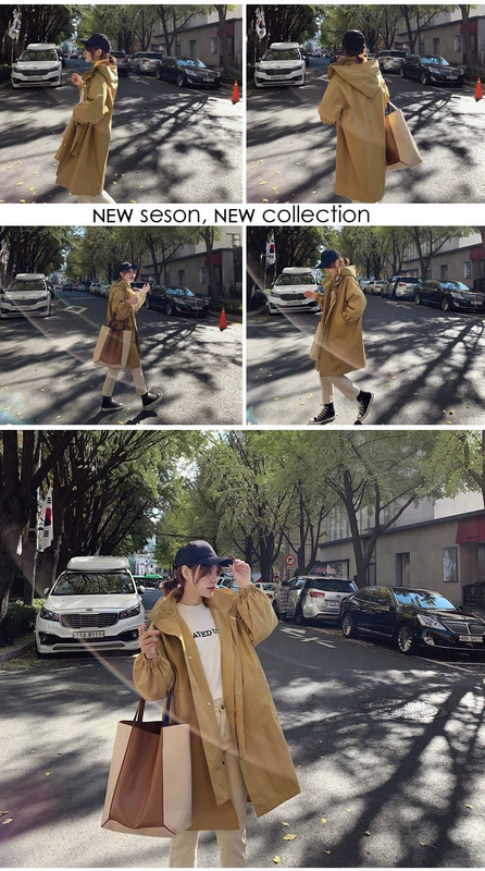 Áo khoác trench coat dáng dài dành cho phụ nữ vào đầu mùa xuân 2019 phổ biến mới hoang dã phóng khoáng sinh viên đại học phong cách sang trọng phong cách Hàn Quốc - Trench Coat