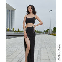 Magnificent solo show belly dance workout 2021 Summer new drill chain harness Long dress suit Dance Out of service Women