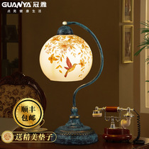 Crown Jaffa style Loh cocoa full copper table lamp extravagant bedroom bed headlights cozy upscale villa retro desk lamp