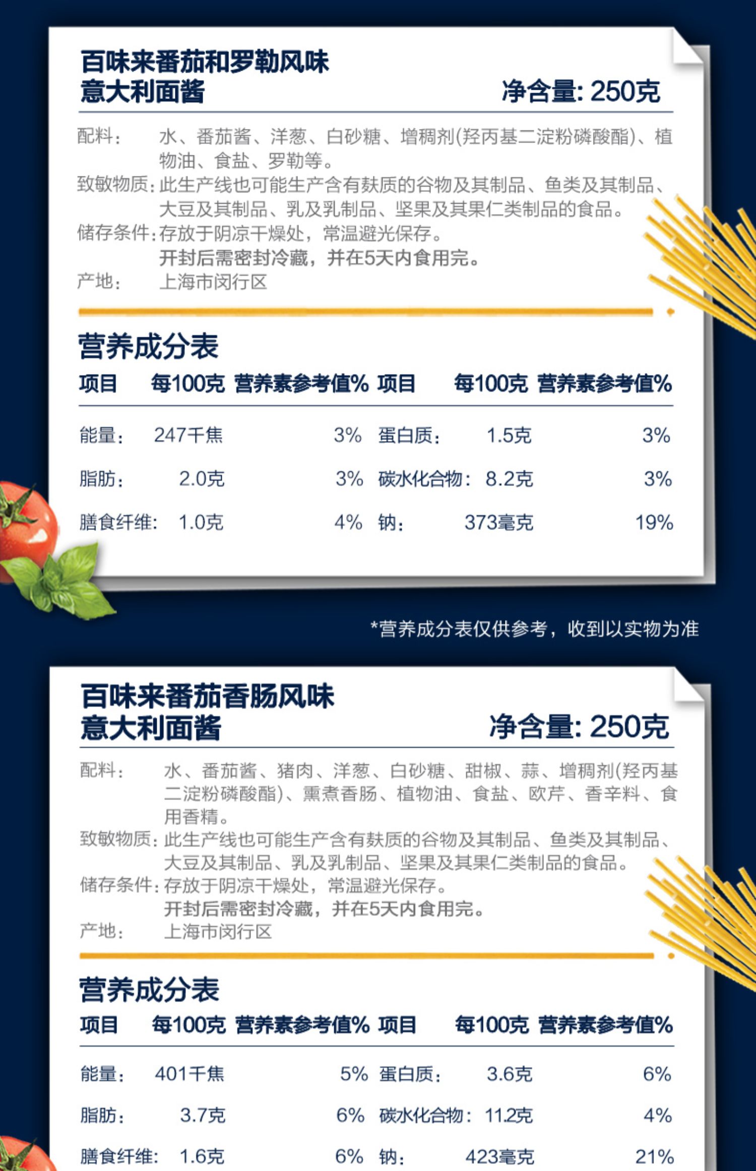 Barilla百味来意大利面酱五种口味组合装