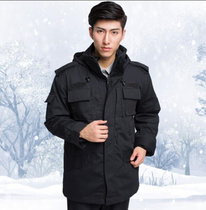 Black service coat security overalls cotton clothing winter mens training coat thickened padded jacket multifunctional cold cotton