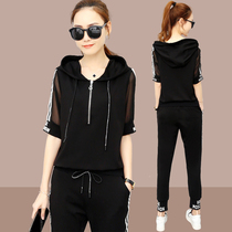 Sports Set Women Summer 2019 New Summer Fashion Casual Short Sleeve Pants Summer Two Piece Running Korean Tide