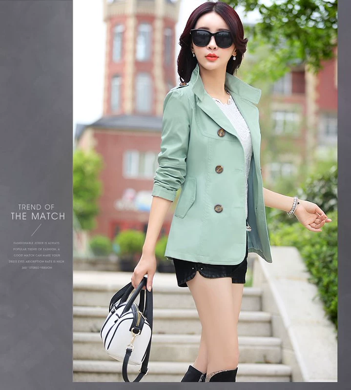 Áo gió nữ dáng ngắn phiên bản hàn quốc xuân 2019 mới nữ trung thu eo mỏng áo khoác xuân thu ngắn - Trench Coat