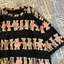 2021 spring and summer national tide doll bear full printing short-sleeved T-shirt men and women Japanese street loose casual couple shirt