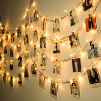 Net red Photo Wall room layout decorations hemp rope clip ins wind-free hole creative bedroom photo frame hanging wall