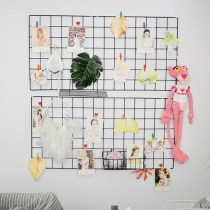 Grid photo wall decoration shelf-free photo frame hanging wall iron grid frame self-sticking Net red ins