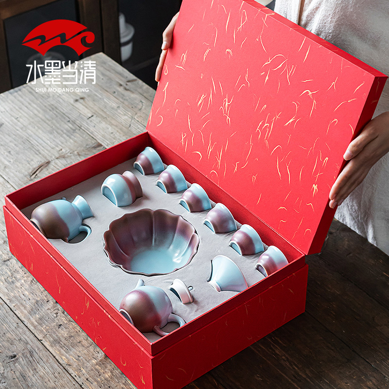 Jingdezhen your up ceramic kung fu tea set tea cup teapot office visitor domestic high - end gift boxes