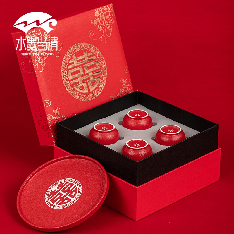 I xi suits for question new wedding ceramic cups red of Chinese style tea tray was gift boxes custom lettering