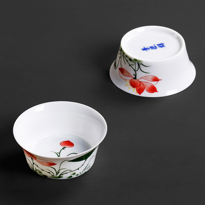 Hand - made hat sample tea cup ceramic cups white porcelain single cup small kung fu tea tea masters cup, celadon item of household