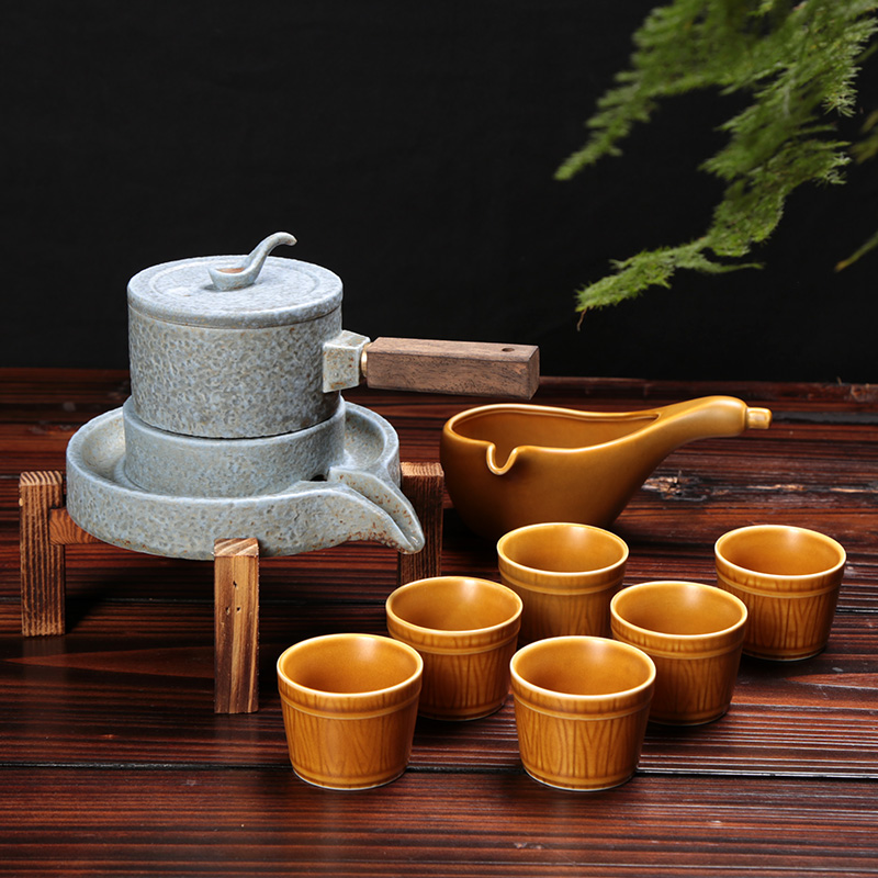 Lazy people automatically make tea of the six kung fu tea set ceramic creative archaize stone mill household contracted office