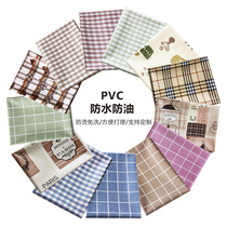 pvc imitation fabric tablecloth waterproof and oil-proof disposable anti-hot tablecloth tea table cloth ins Wind cotton linen fresh small Plaid