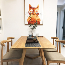 Solid wood table rectangular home small family style minimalist white oak designer Nordic style expression 4 6 people table