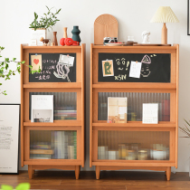 Cherry Wood Bookcase Nordic Solid Wood Living Room Small Family Medieval Magazine Cabinet Floor UAN GUAN CABINET MULTIFUNCTION LOCKER