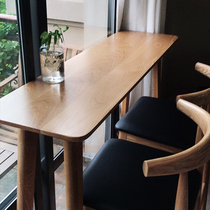 Window modern bar Solid wood kitchen dining table Integrated household small household living room partition Balcony Japanese-style high table and chair